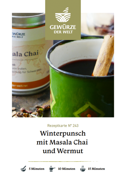 Rezeptkarte N°243 Heißer Winterpunsch mit Masala Chai und Wermut