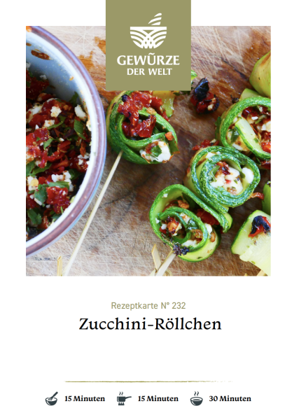 Rezeptkarte N°232 Zucchini-Röllchen