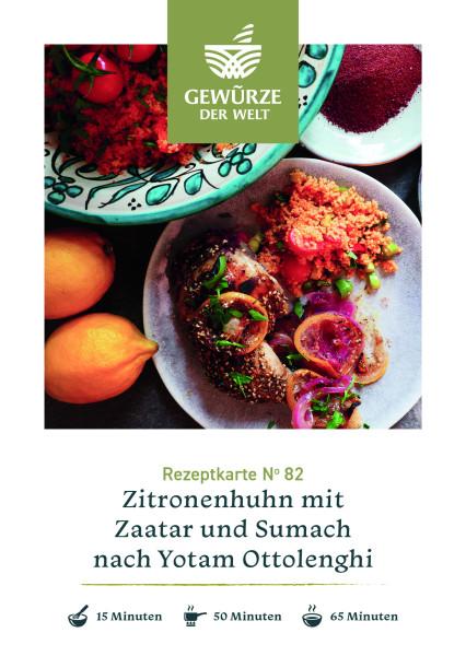 Rezeptkarte N°82 Zitronenhuhn mit Zaatar und Sumach nach Yotam Ottolenghi